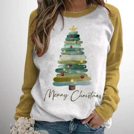 Nolène | Kersttrui Met Kerstboomprint En Raglanmouwen Dames