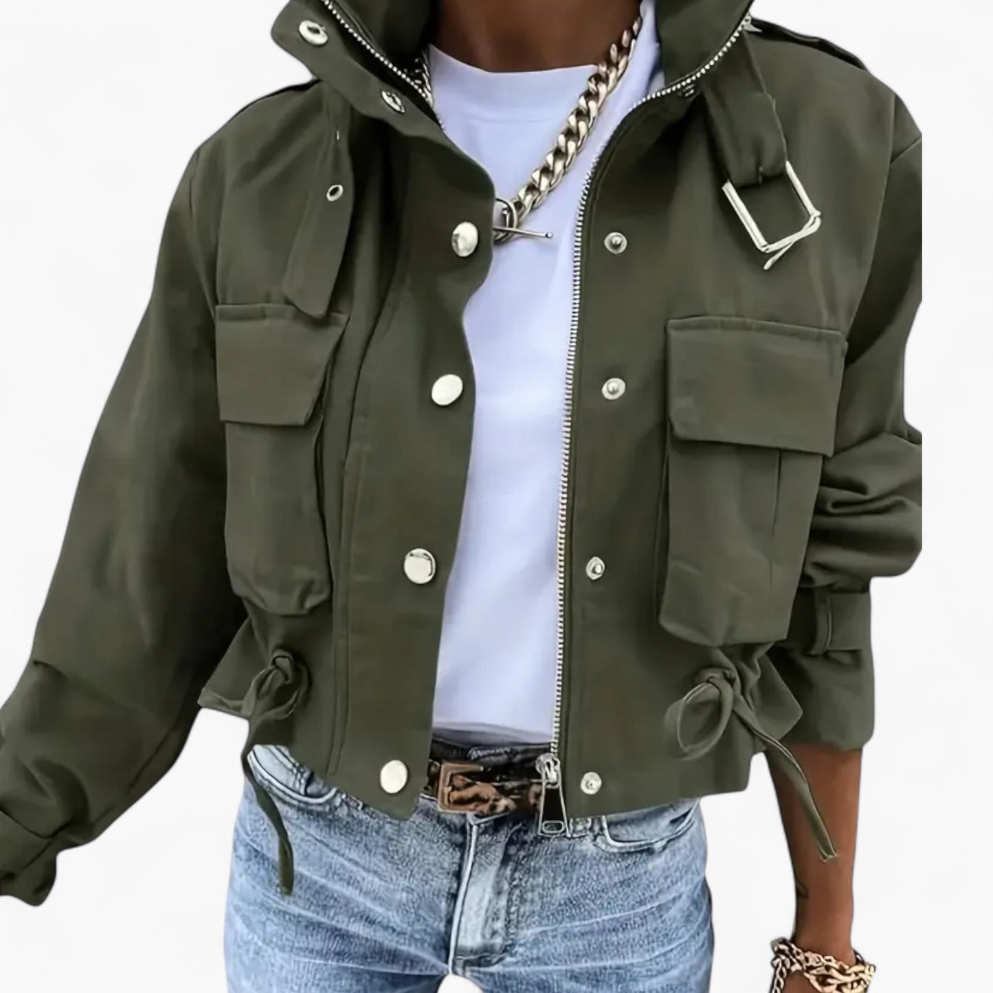Selene | Cropped Military Jas Dames