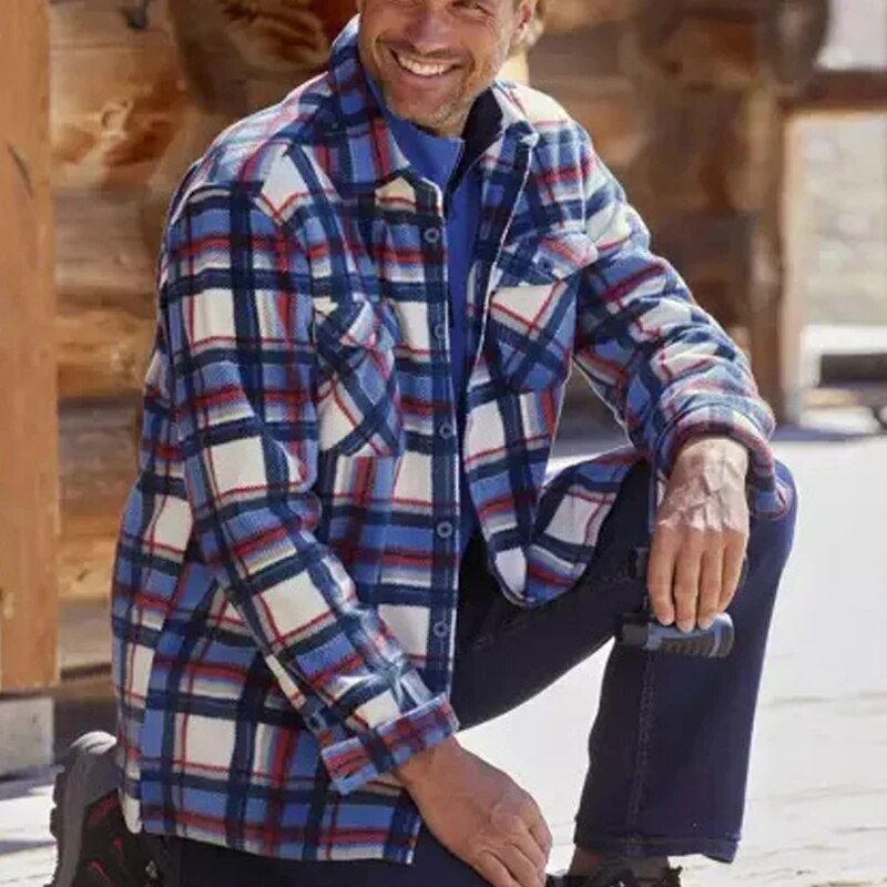 Olaf™ | Stijlvolle Geruite Flanellen Jas met Kraag en Knoopsluiting