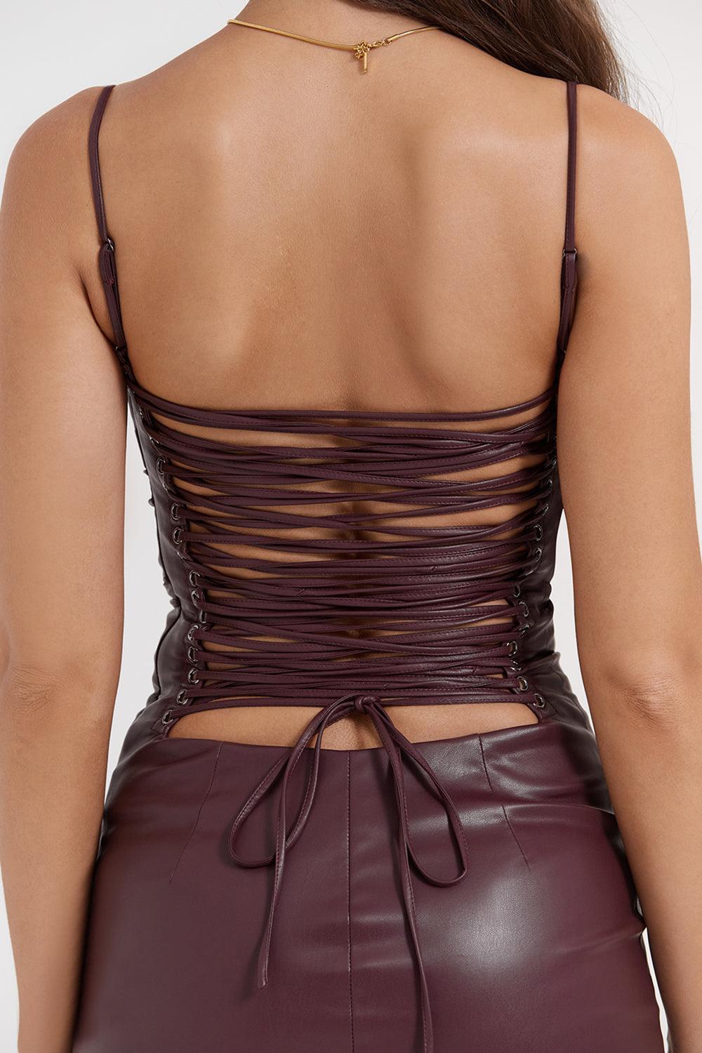 Valena | Vegan Leather Bodycon Midi-Jurk Dames