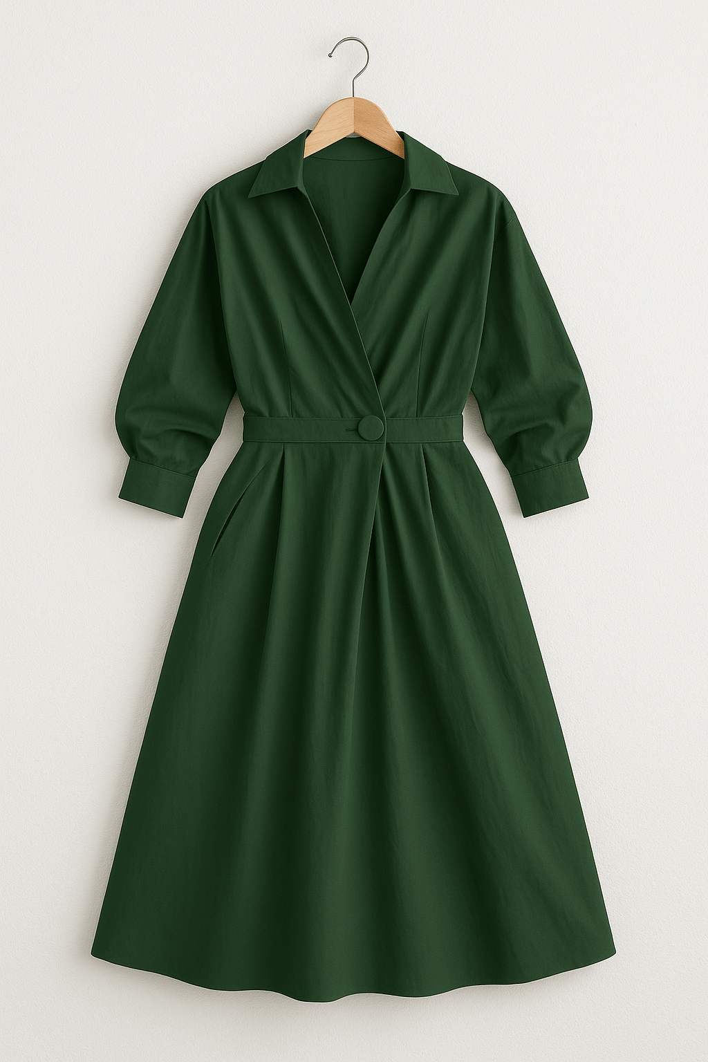Isotta | Elegante Midi-Jurk Dames Met Geplooide Taille en A-Lijn Rok