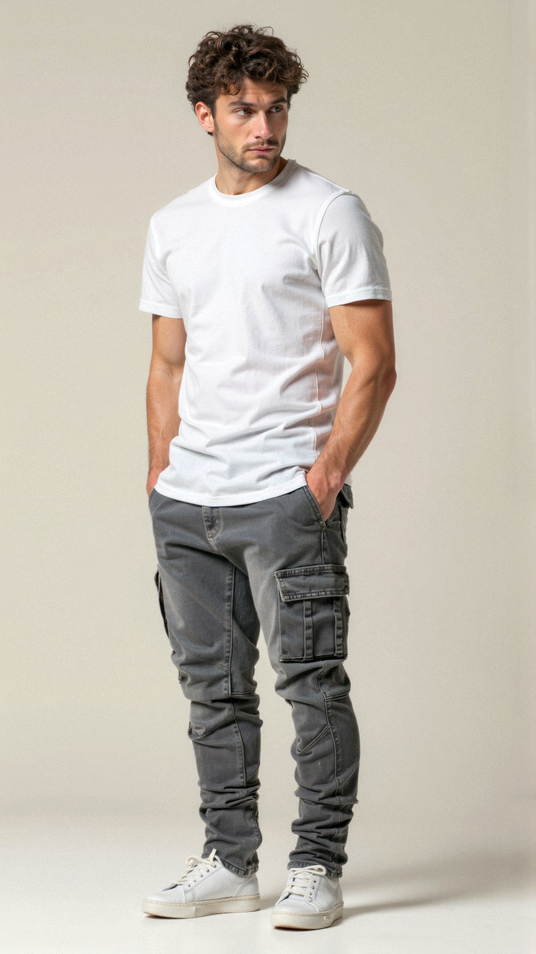 Valerio | Stretch Slim Fit Cargobroek Heren