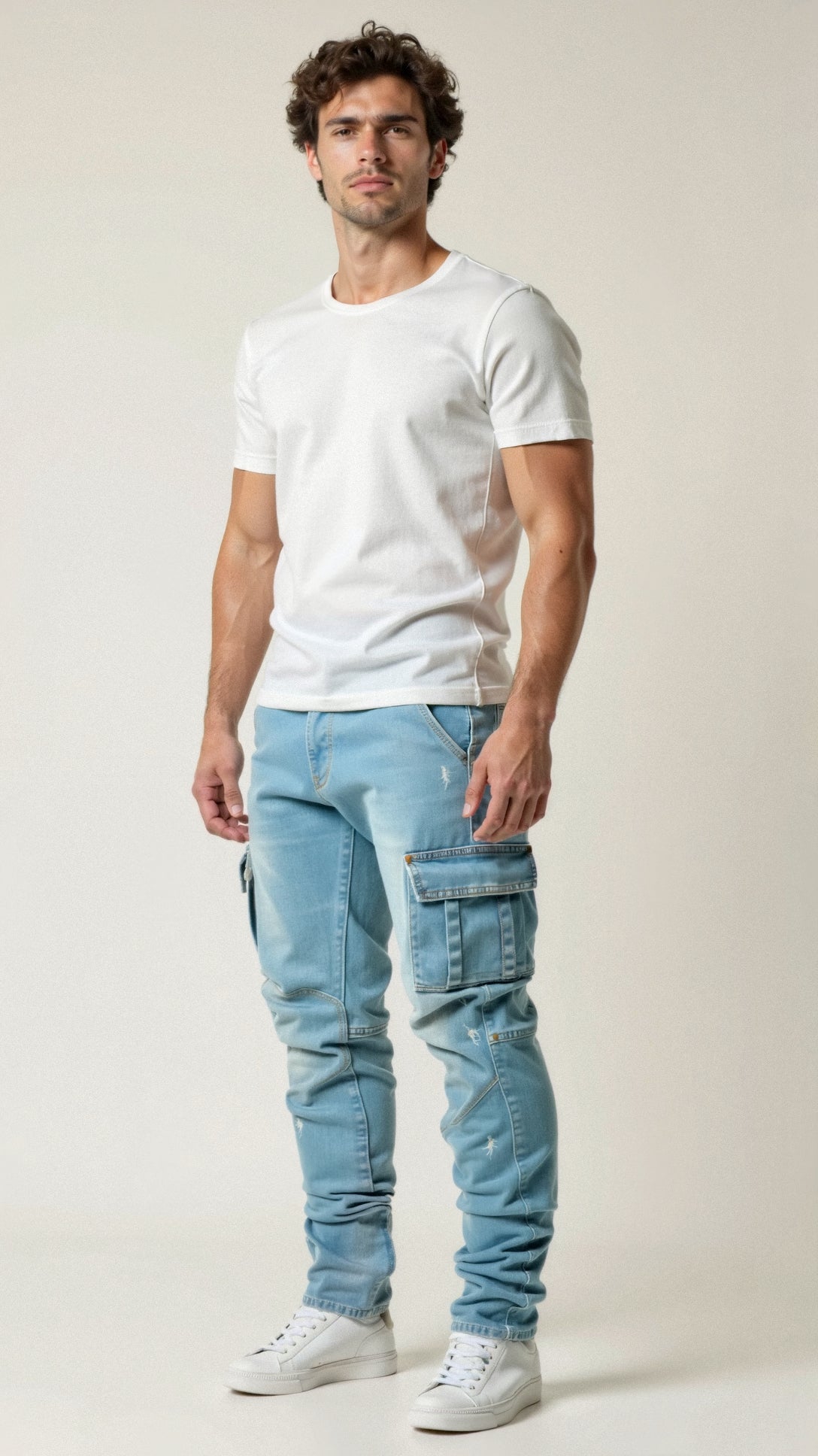 Valerio | Stretch Slim Fit Cargobroek Heren