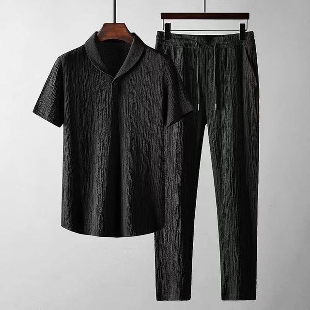 Novero | Luchtige Heren Zomerset met Open Kraagshirt & Comfortabele Broek