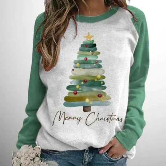 Nolène | Kersttrui Met Kerstboomprint En Raglanmouwen Dames