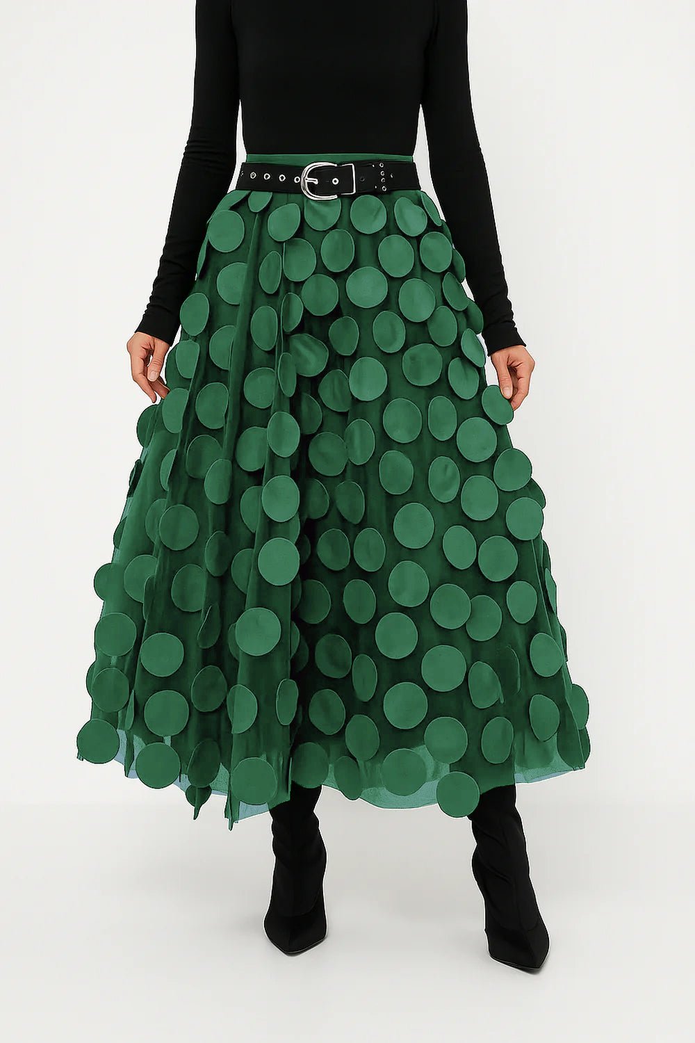 Ravina | Midirok Met 3D-Cirkelapplicaties En Meshlaag Dames