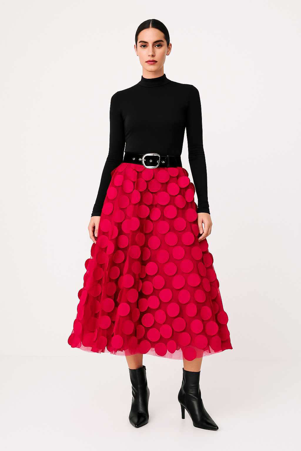 Ravina | Midirok Met 3D-Cirkelapplicaties En Meshlaag Dames