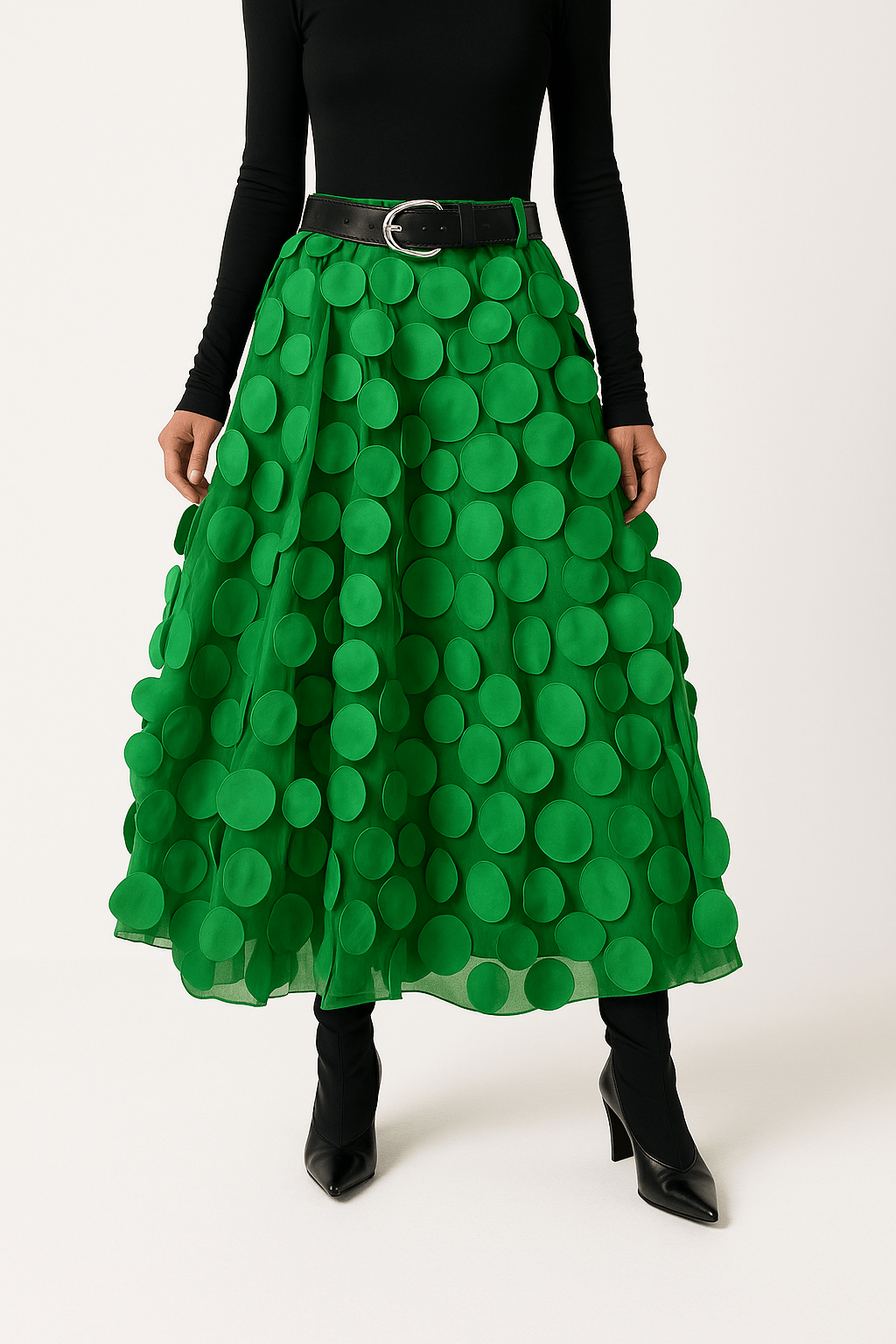 Ravina | Midirok Met 3D-Cirkelapplicaties En Meshlaag Dames