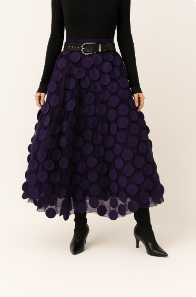 Ravina | Midirok Met 3D-Cirkelapplicaties En Meshlaag Dames