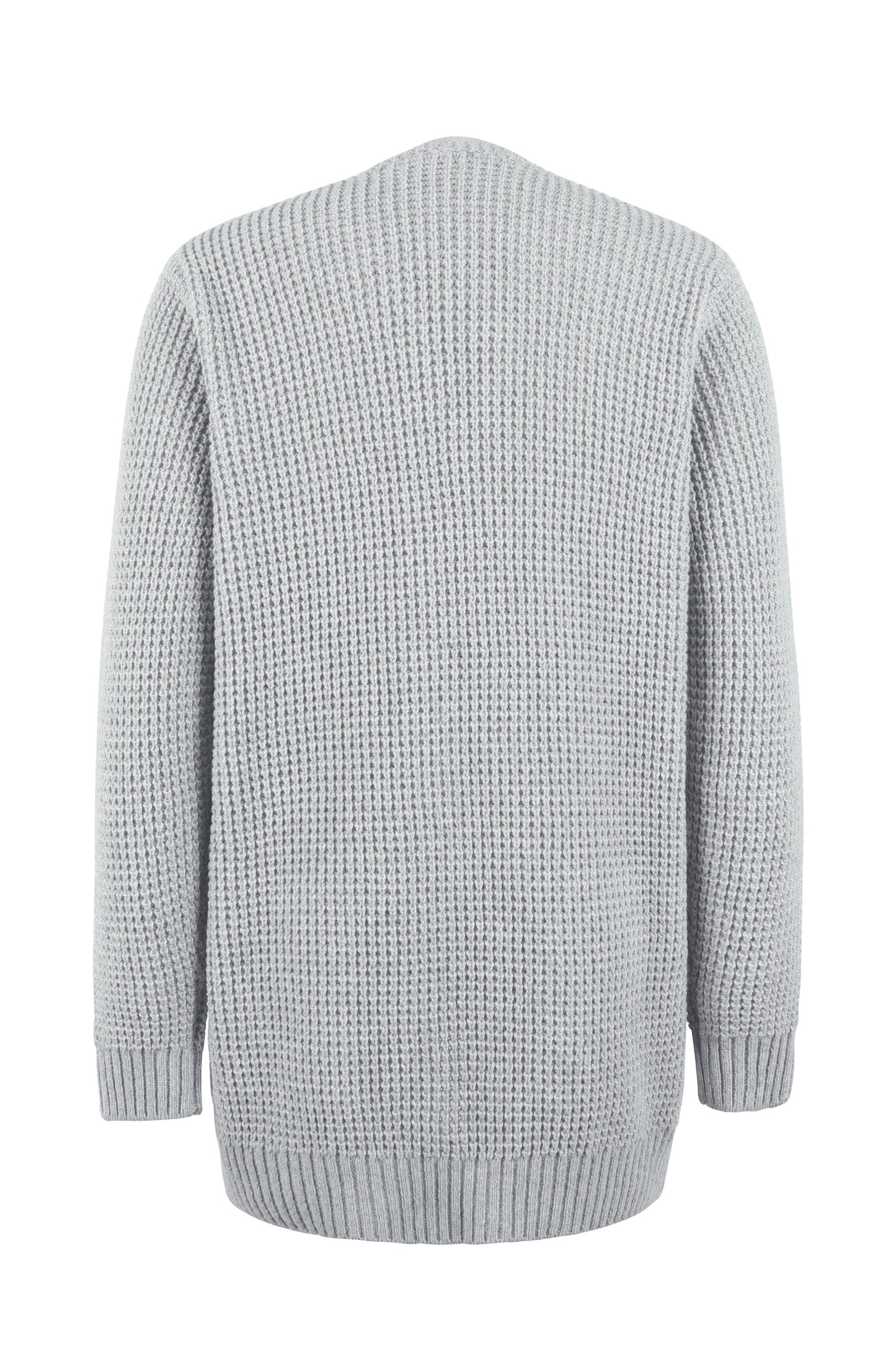 Mireille | Lange Grofgebreide Openvallende Cardigan Met Zakken Dames