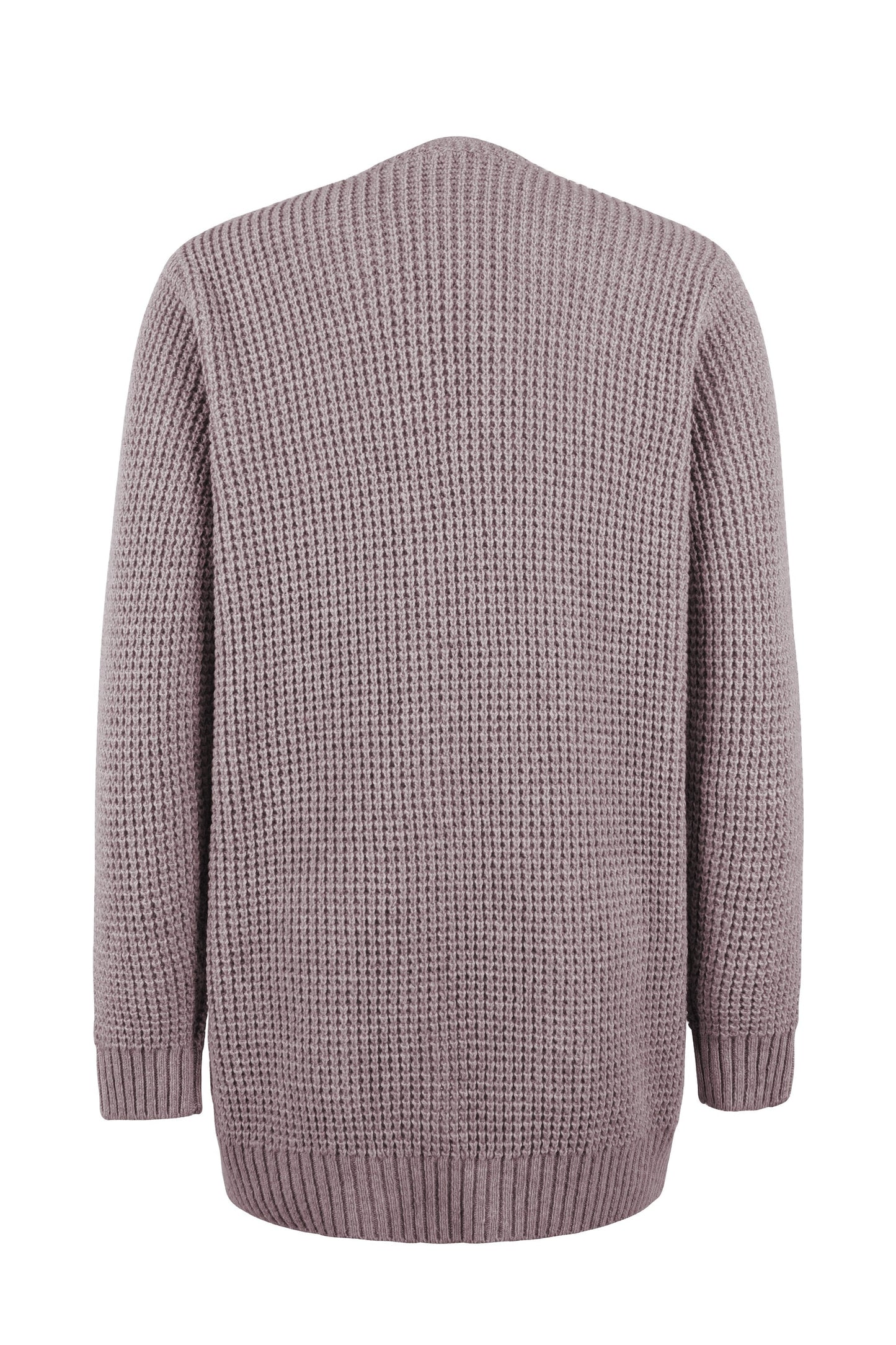 Mireille | Lange Grofgebreide Openvallende Cardigan Met Zakken Dames