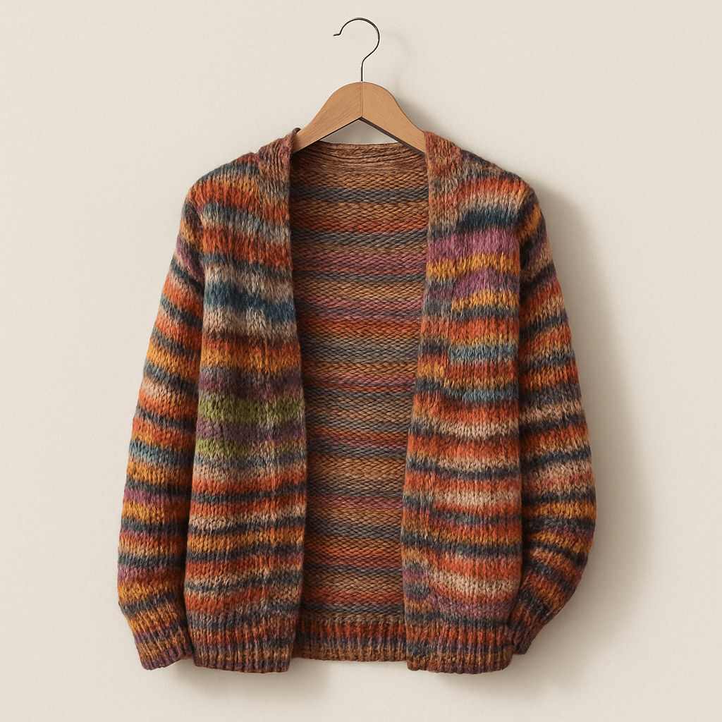 Maribel | Gebreide Cardigan Met Multicolor Strepen En V-Hals Dames