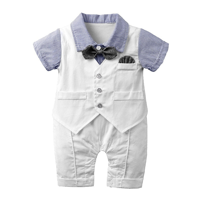 Petit Gala™ | Luxe Babyromper in Kostuumstijl met Strik en Giletlook