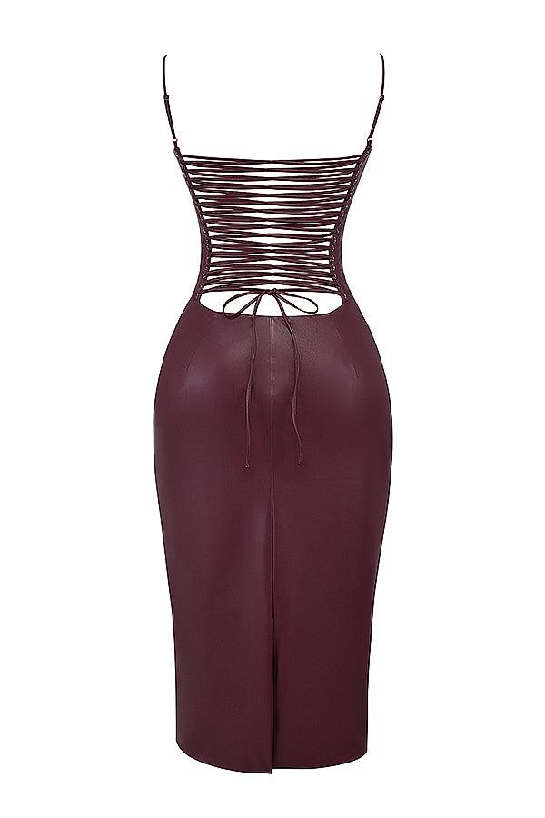 Valena | Vegan Leather Bodycon Midi-Jurk Dames