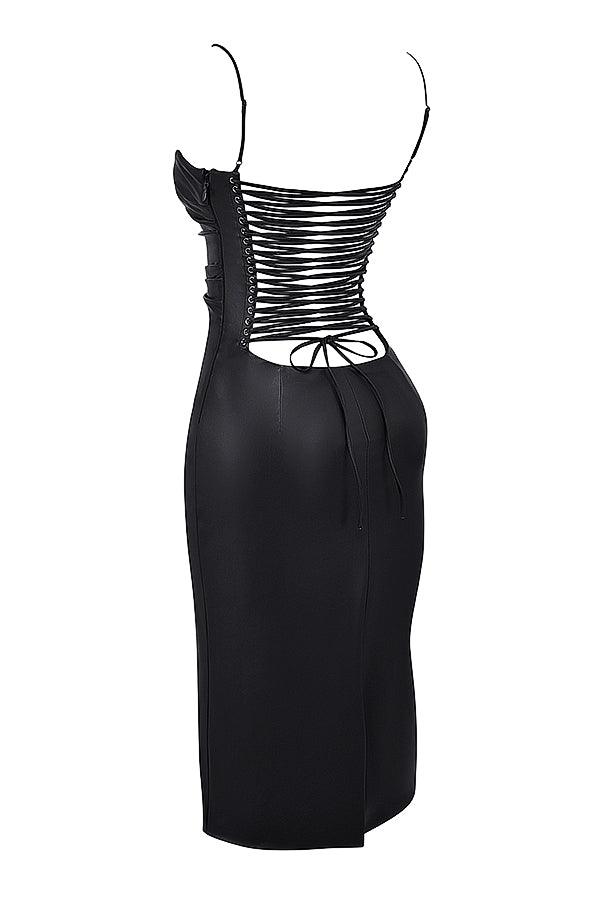 Valena | Vegan Leather Bodycon Midi-Jurk Dames