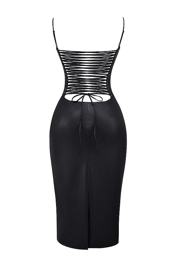 Valena | Vegan Leather Bodycon Midi-Jurk Dames
