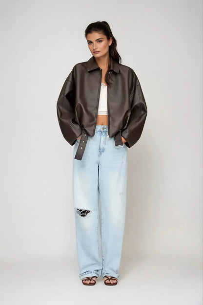 Mirella | Oversized Leren Jack