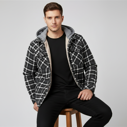 Damiaro | Gevoerde Flanellen Jas met Capuchon