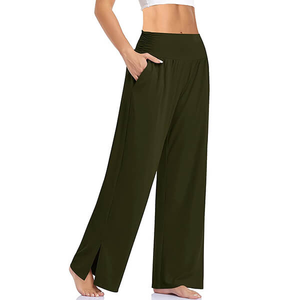 Elara™ | Dames Yoga Lounge Broek met Split | Zachte, Ademend en Comfortabel met Wijde Pijpen en Hoge Taille