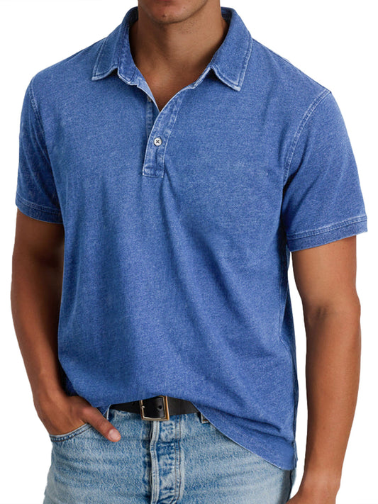 Rocco™ | Heren Katoenen Polo met Korte Mouwen | Comfortabele Vintage Washed Casual Polo voor Zomer en Dagelijks Gebruik