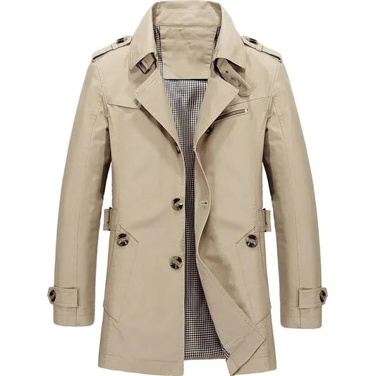 Gio™ | Elegante Heren Trenchcoat met Tijdloze Pasvorm voor Chic Comfort