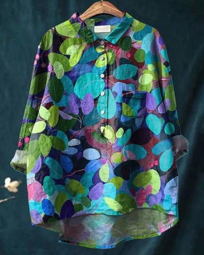 Zahara | Bohemian Blouse Dames | Luchtige Zomerblouse | Lange Mouwen | Artistieke Bloemenprint | Losvallend & Ademend