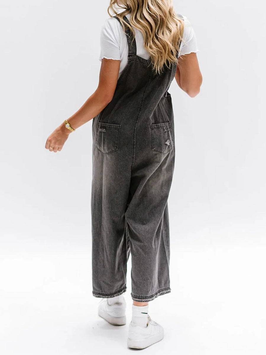 Sandra™ | Trendy Gewassen Denim Overalls met Verstelbare Banden en Casual Fit