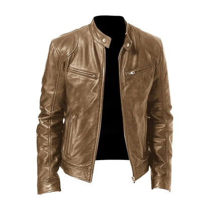 Matteo | Luxe Leren Bikerjack met Tijdloze Motorlook en Minimalistisch Design