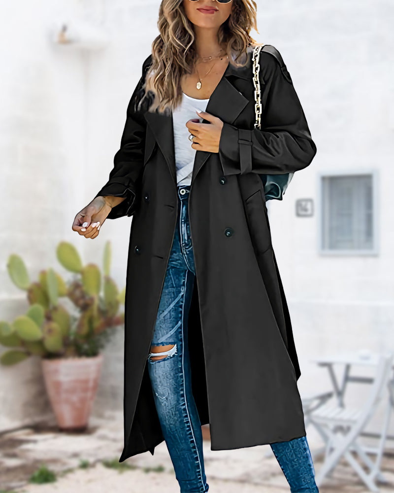 Camille™ | Effen Trenchcoat met Klassieke Reverskraag en Tijdloze Stijl