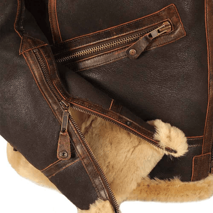Rheon | Leren Pilotenjas Met Shearling