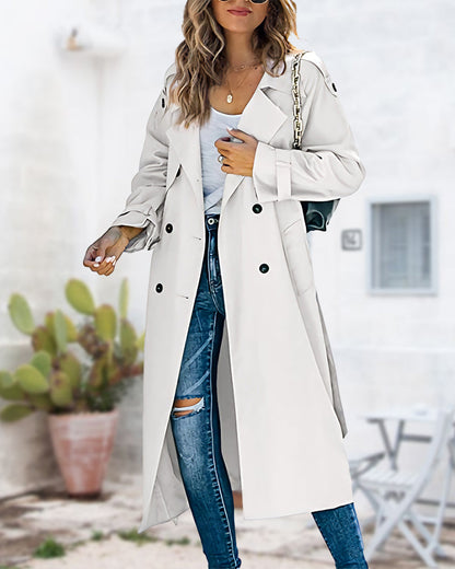 Camille™ | Effen Trenchcoat met Klassieke Reverskraag en Tijdloze Stijl