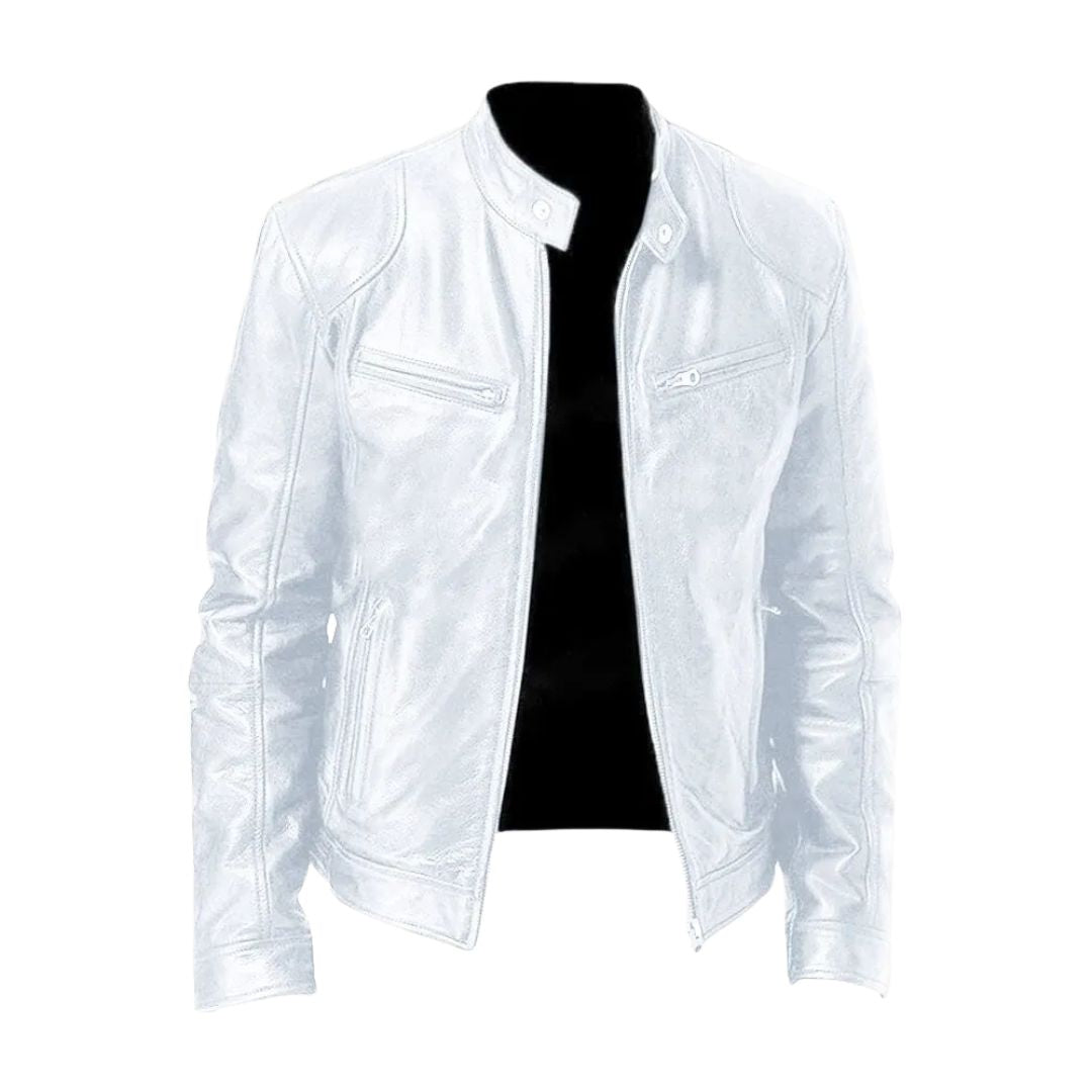 Matteo | Luxe Leren Bikerjack met Tijdloze Motorlook en Minimalistisch Design