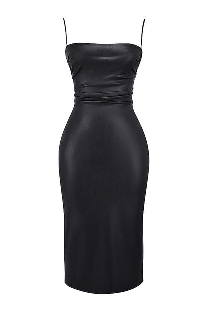 Valena | Vegan Leather Bodycon Midi-Jurk Dames