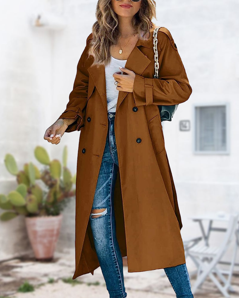 Camille™ | Effen Trenchcoat met Klassieke Reverskraag en Tijdloze Stijl