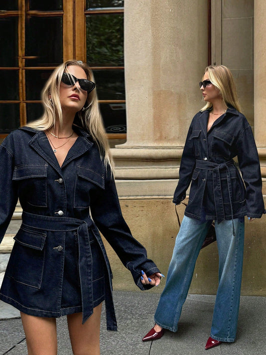Sienna | Denim Jas Met Ceintuur
