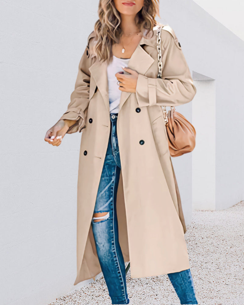 Camille™ | Effen Trenchcoat met Klassieke Reverskraag en Tijdloze Stijl