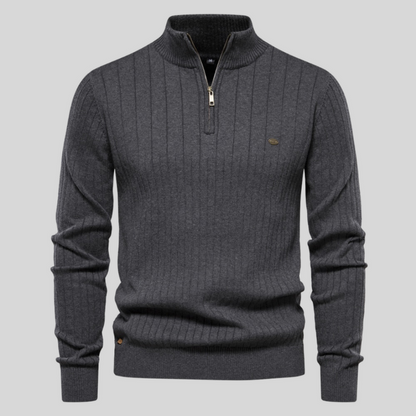 Kasper™ | Geribbelde Half-Zip Trui met Tijdloos Design en Zachte Structuur