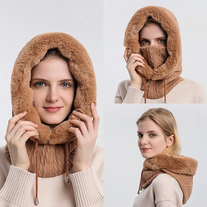 FurryHood™ | Luxe Gebreide Bont Gevoerde Nekwarmer voor Winterse Dagen