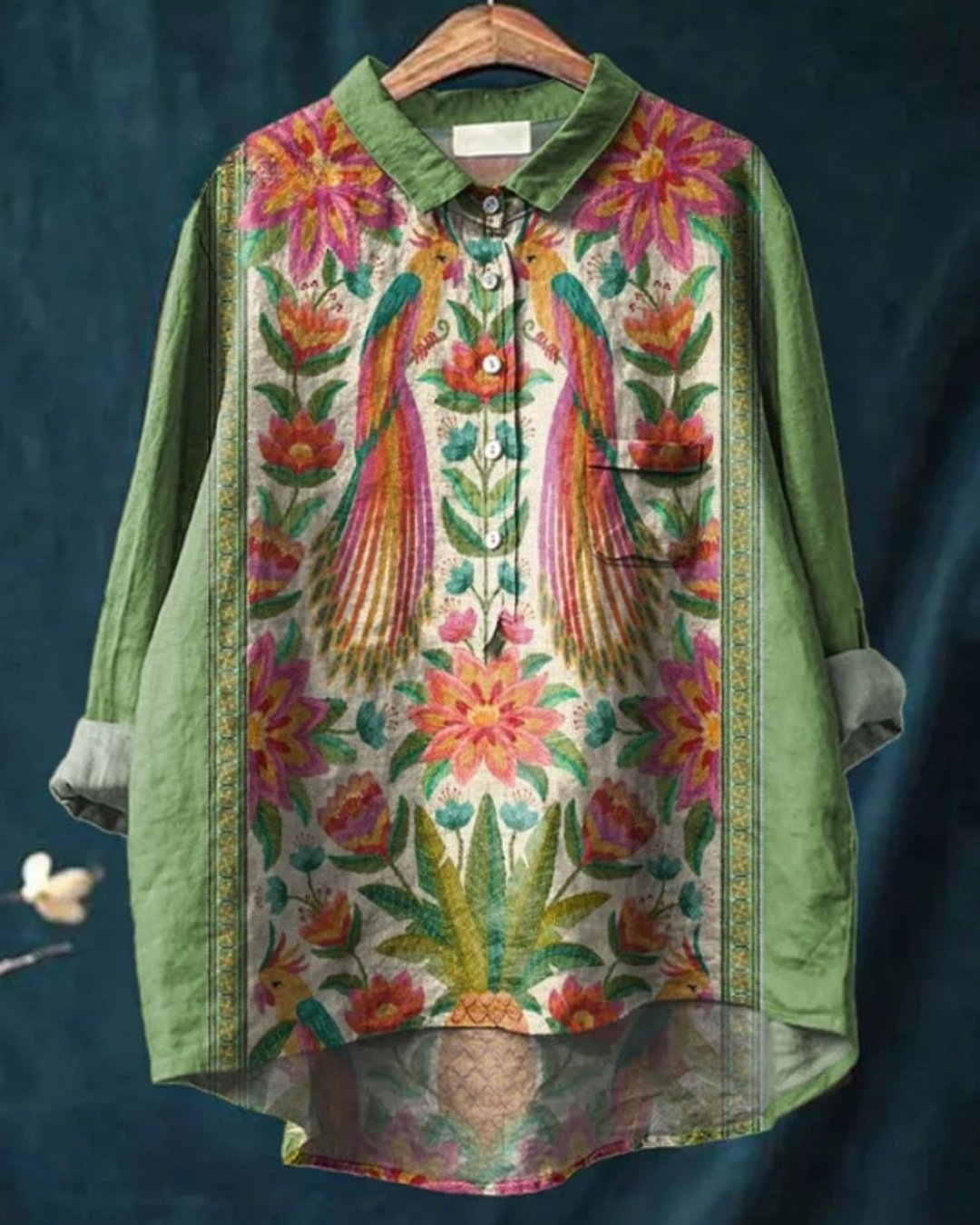 Zahara | Bohemian Blouse Dames | Luchtige Zomerblouse | Lange Mouwen | Artistieke Bloemenprint | Losvallend & Ademend