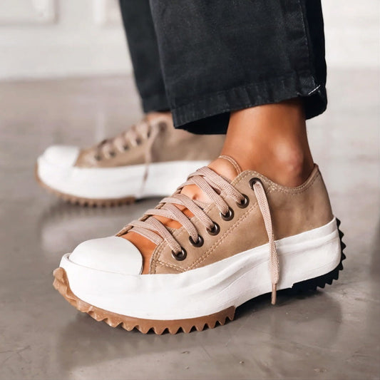 Virella™ | Dames Chunky Sneakers met Dikke Zool | Trendy Streetstyle Schoenen van Canvas met Sterdetail aan de Hiel