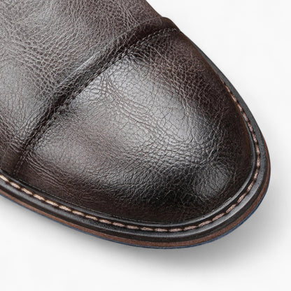 Bastien | Leren Heren Veterboots Met Blauwe Zool
