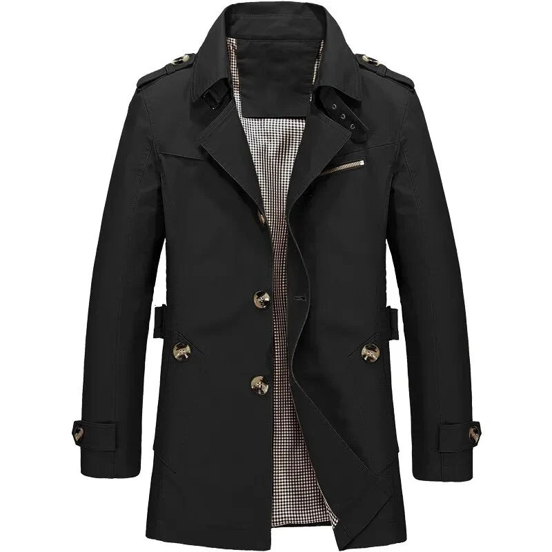 Gio™ | Elegante Heren Trenchcoat met Tijdloze Pasvorm voor Chic Comfort