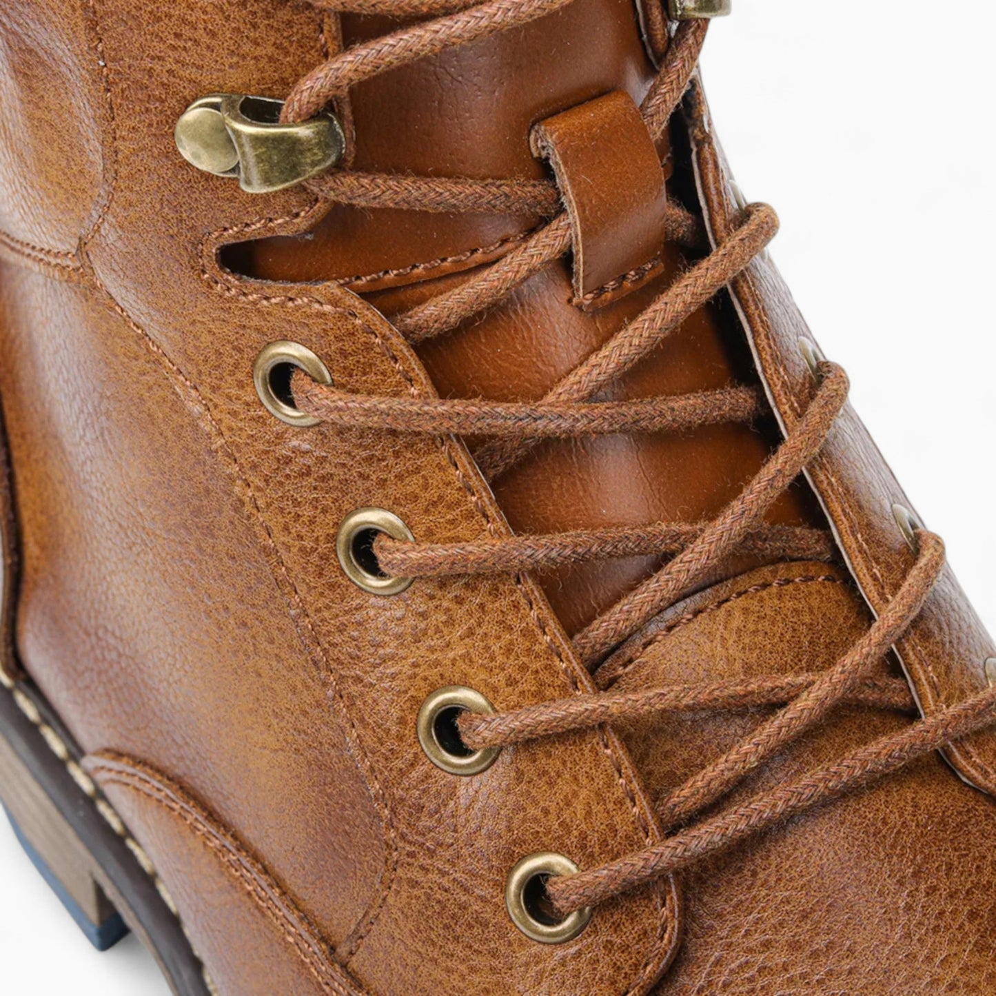 Bastien | Leren Heren Veterboots Met Blauwe Zool