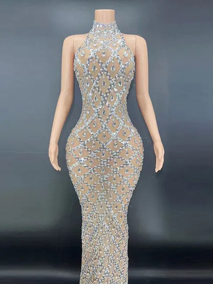 Selestia | Dames Avondjurk Kristallen Mesh