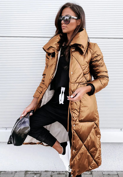 Sylvenne | Lange Metallic Puffer Jas Dames