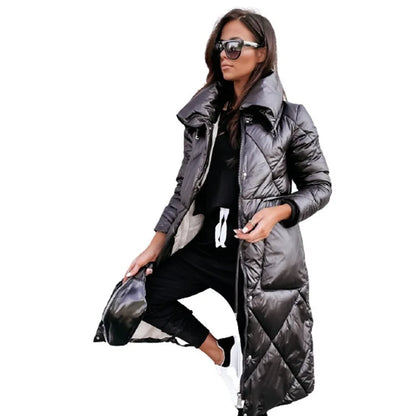 Sylvenne | Lange Metallic Puffer Jas Dames