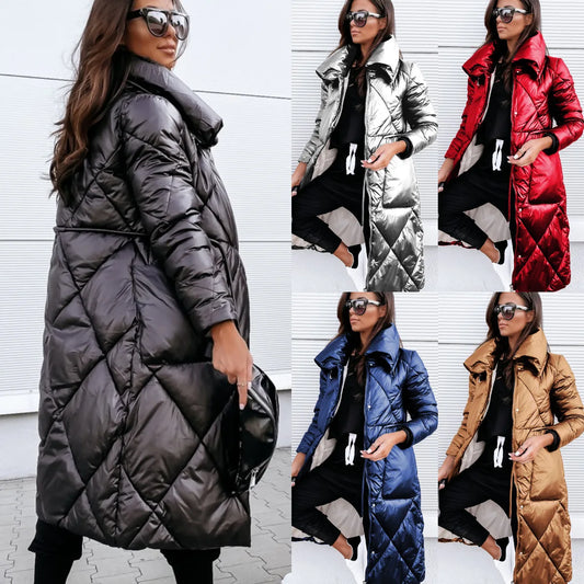 Sylvenne | Lange Metallic Puffer Jas Dames