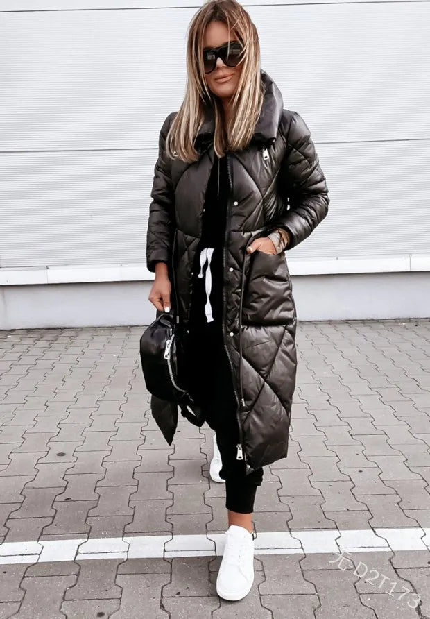 Sylvenne | Lange Metallic Puffer Jas Dames