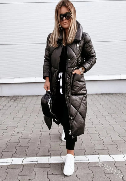 Sylvenne | Lange Metallic Puffer Jas Dames