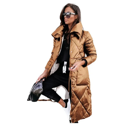 Sylvenne | Lange Metallic Puffer Jas Dames